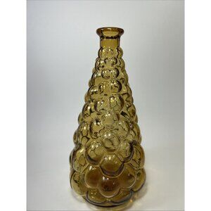 VTG 60s MCM Amber Honey Comb Bubble Glass Genie Bottle Vase. 3/25/24.C.
